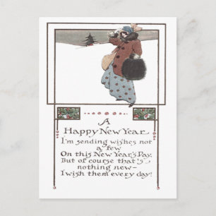 Carte Postale Femme Snow Holly