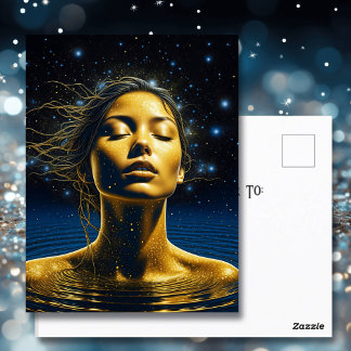Carte Postale Femme spirituelle dans l'eau sous les étoiles