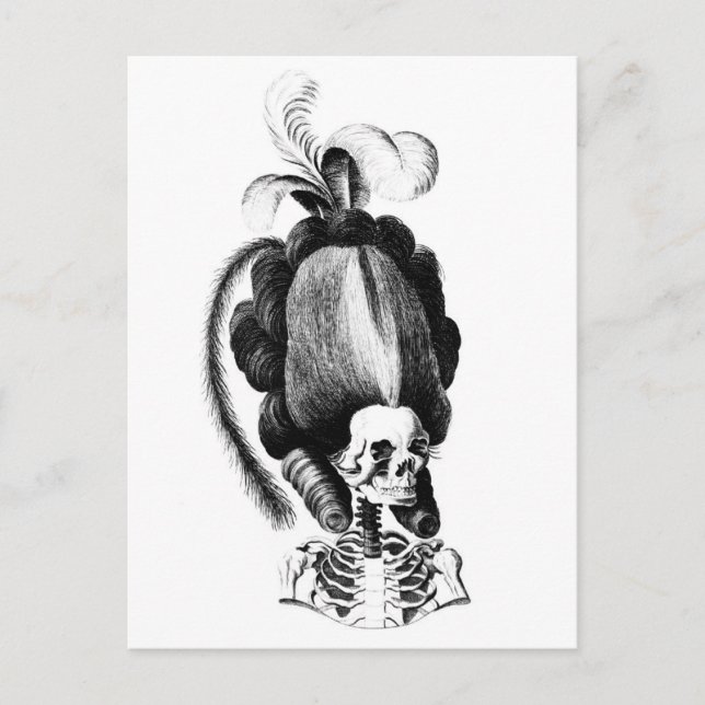 Carte Postale Femme squelette avec coiffure elaborée (Devant)
