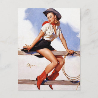 Carte Postale Femme sur une pince de clôture