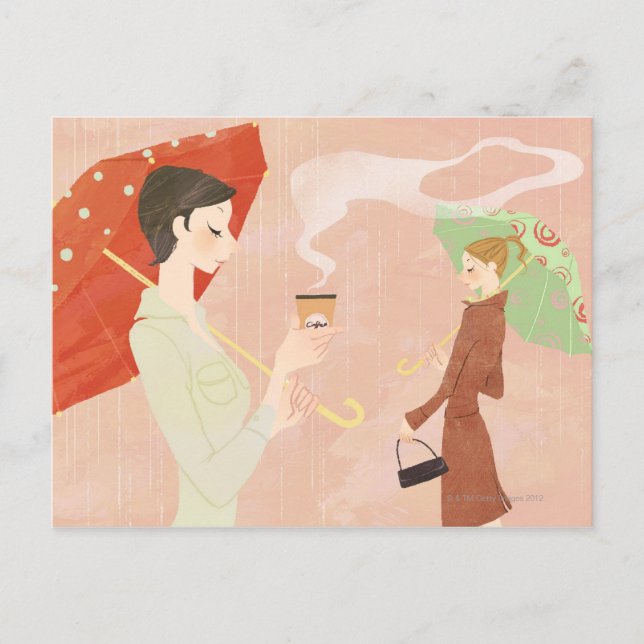 Carte Postale Femme tenant du café (Devant)