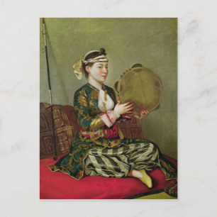 Carte Postale Femme turque avec Tambourin