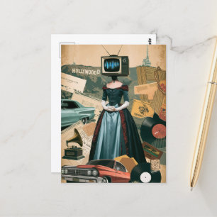 Carte Postale Femme TV vintage