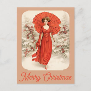 Carte Postale Femme victorienne de neige de Noël