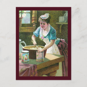 Carte Postale Femme victorienne mélangeant la toux dans le bol