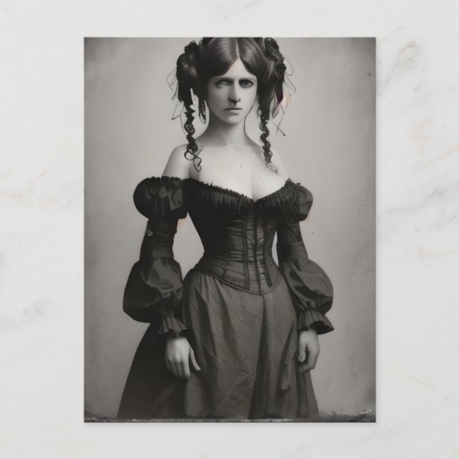 Carte Postale Femme victorienne noire et blanche (Devant)