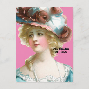 CARTE POSTALE FEMME VICTORIENNE PENSE À VOUS