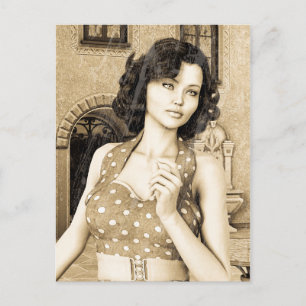 Carte Postale Femme Vintage