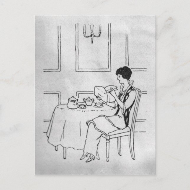 Carte Postale Femme vintage au thé (Devant)