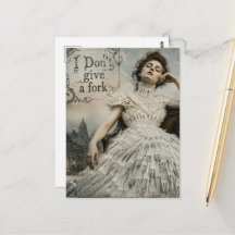 Femme Vintage dans une robe à fourchettes Citation