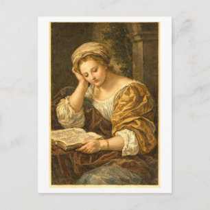 Carte Postale Femme Vintage en Lecture
