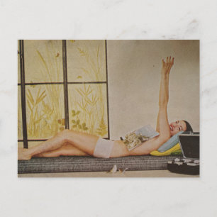 Carte Postale Femme vintage relaxante publicité de perte de poid