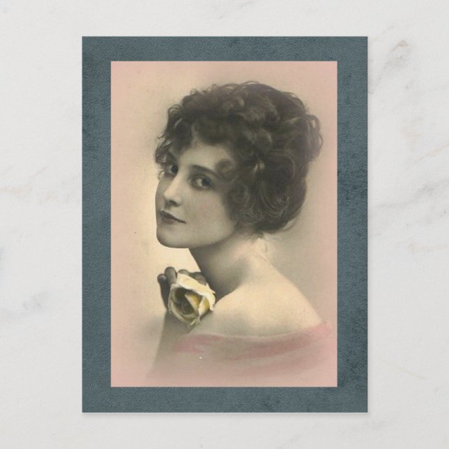Carte postale femme Vintage rose (Devant)