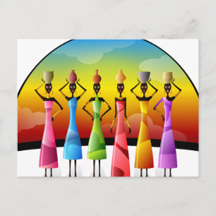 Carte Postale Femmes africaines avec de la poterie sur la tête