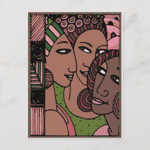 Carte Postale Femmes afro-américaines roses et vertes
