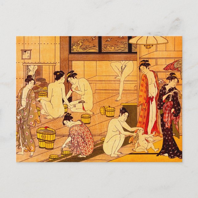 Carte Postale Femmes Bain, Torii Kiyonaga Art Japonais (Devant)