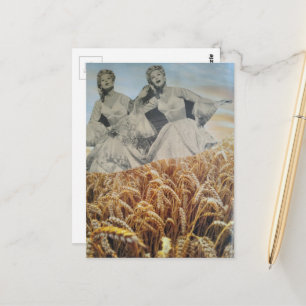 Carte Postale Femmes chantant dans un champ de blé Collage