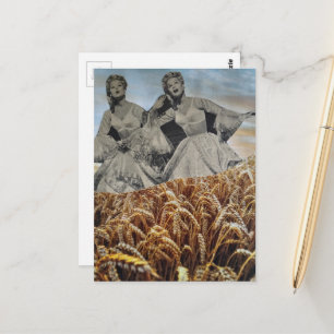 Carte Postale Femmes chantantes drôles dans un collage de champ