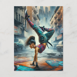 Carte Postale Femmes en action de Breakdancer Silhouette de New 