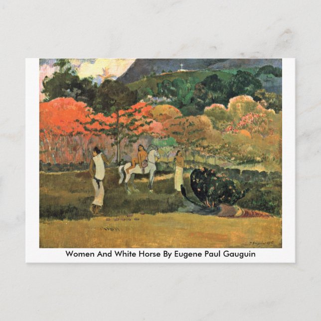 Carte Postale Femmes Et Cheval Blanc Par Eugene Paul Gauguin (Devant)