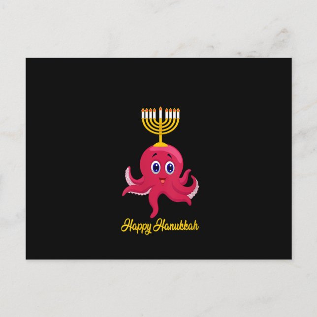 Carte Postale Femmes heureux Hanoukka Menorah Octopus Lover amus (Devant)