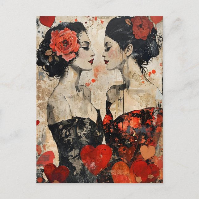 Carte Postale Femmes LGBTQ Saint Valentin (Devant)