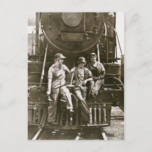 Carte Postale Femmes Locomotive Mécanique 1918 Première Guerre m
