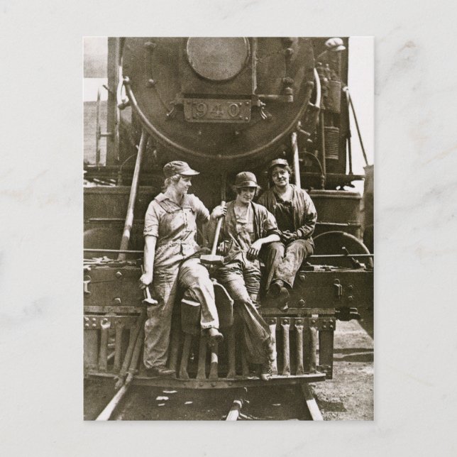 Carte Postale Femmes Locomotive Mécanique 1918 Première Guerre m (Devant)