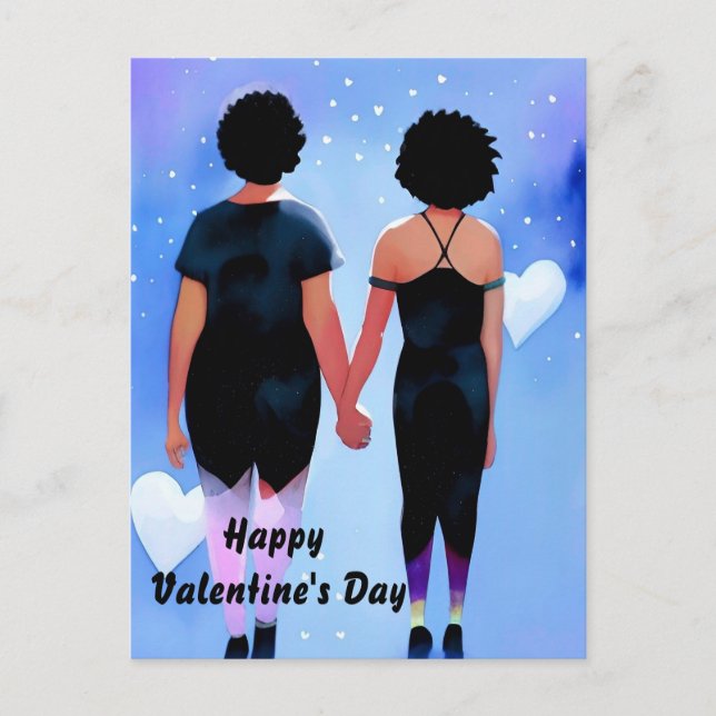 Carte Postale Femmes noires queer couple amoureux Saint Valentin (Devant)