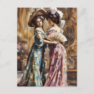 Carte Postale Femmes victoriennes portant des chapeaux éventails