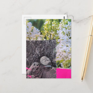 Carte Postale Femmes Vintage dans le Collage de Fleurs