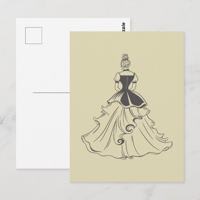 Carte Postale Femmes vintages en robe (Devant / Derrière)