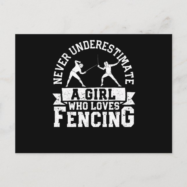 Carte Postale Fencer ne sous-estime jamais une fille (Devant)