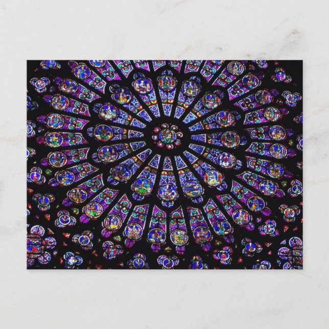 Carte Postale Fenêtre de l'église en verre tendu violet (Devant)
