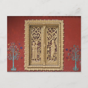 Carte Postale fenêtre en or rouge