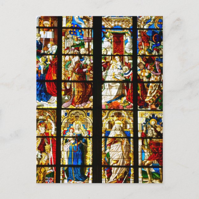 Carte Postale Fenêtre en verre tendu dans la cathédrale de Colog (Devant)