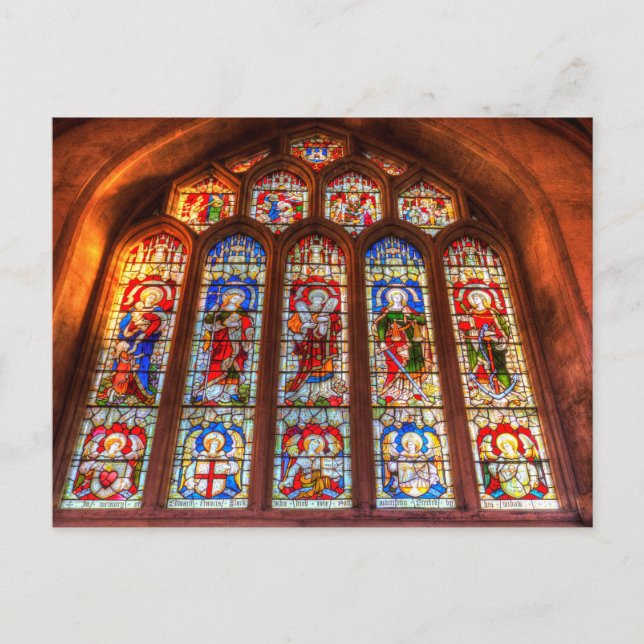 Carte Postale Fenêtre en verre tendu de l'abbaye de Bath (Devant)
