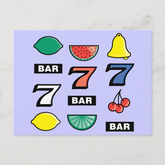 Carte Postale Fentes de machine à sous Fruits - Jouer pour gagne (Devant)