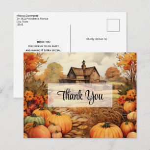 Carte Postale Ferme citrouille automne récolte Thanksgiving Merc