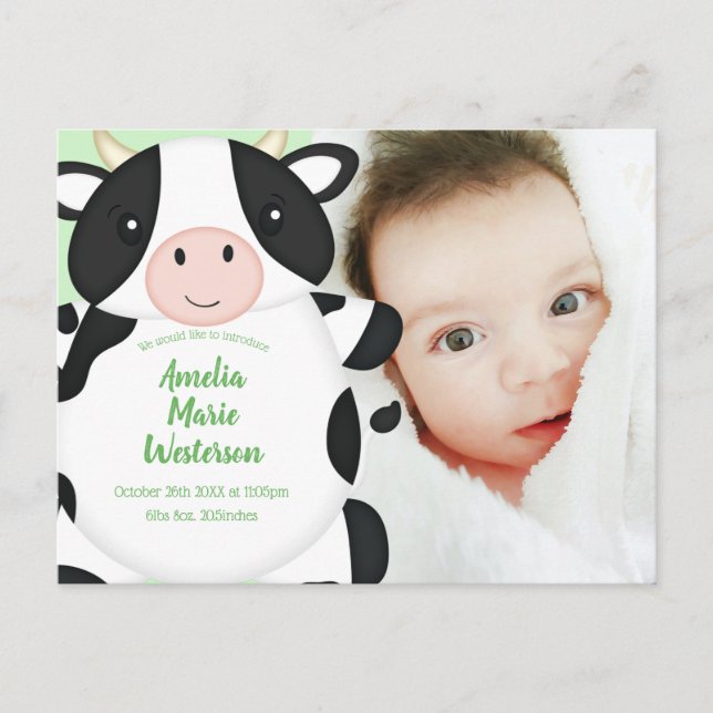 Carte Postale Ferme de Baby showers de vache (Devant)