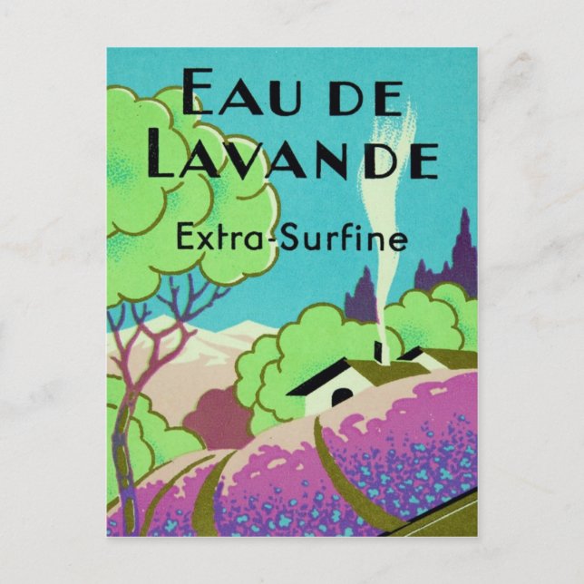 Carte Postale Ferme de lavande française Art Déco (Devant)
