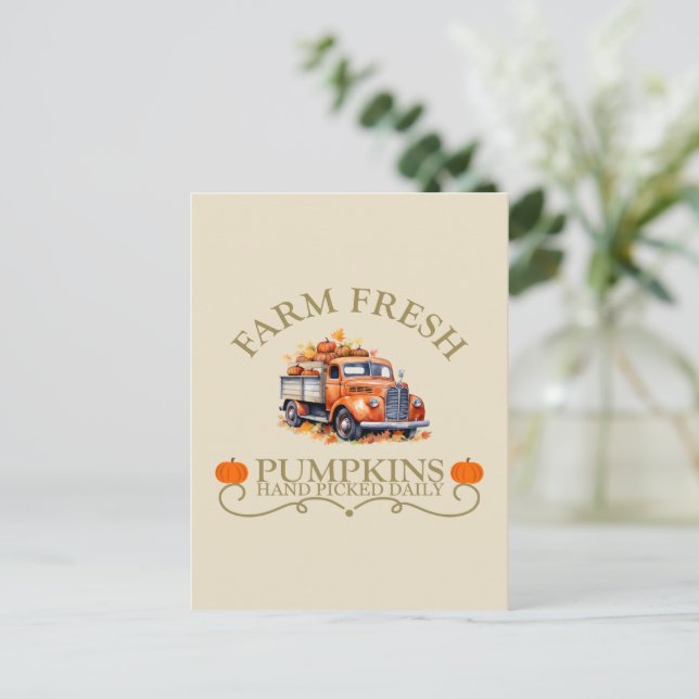 Carte Postale Ferme d'eau douce citrouilles feuilles automne aut (Debout devant)