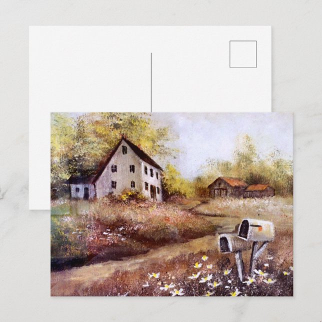 Carte Postale Ferme et grange rustique ferme Country (Devant / Derrière)