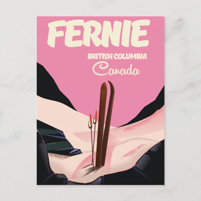 Carte Postale Fernie Colombie-Britannique Affiche de ski (Devant)