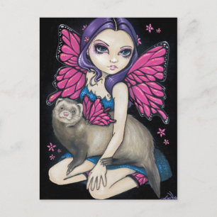Carte postale "Ferret avec ailes papillon"