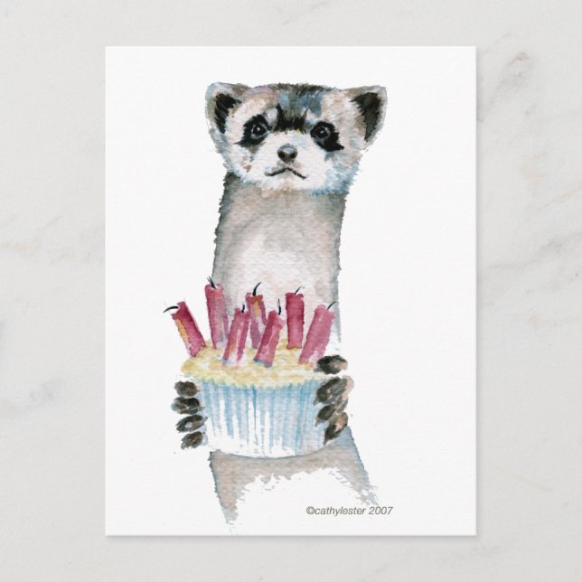 Carte Postale Ferret d'anniversaire (Devant)