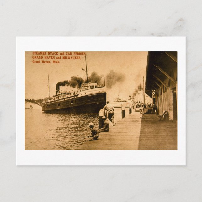 Carte Postale Ferries à vapeur Nyack et voitures, Grand Haven, M (Devant)