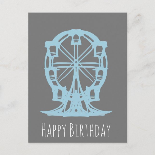 Carte Postale Ferris Roue Main dessinée Anniversaire (Devant)