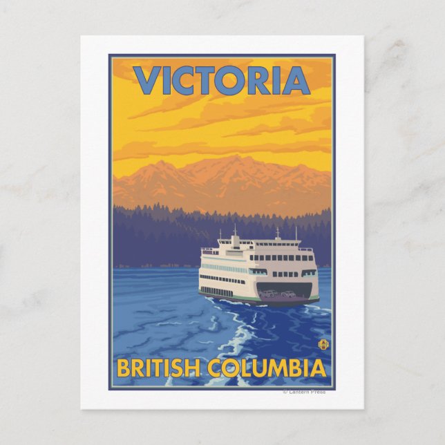 Carte Postale Ferry and Mountains - Victoria, C.-B. Canada (Devant)