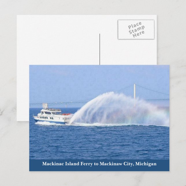 Carte Postale Ferry de l'île Mackinac à Mackinaw City, Michigan (Devant / Derrière)